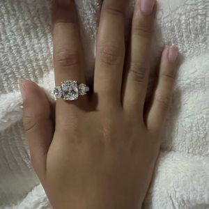 Vintage Super Sparkly Avon Sterling CZ Cushion Cut Cocktail Ring Size 7